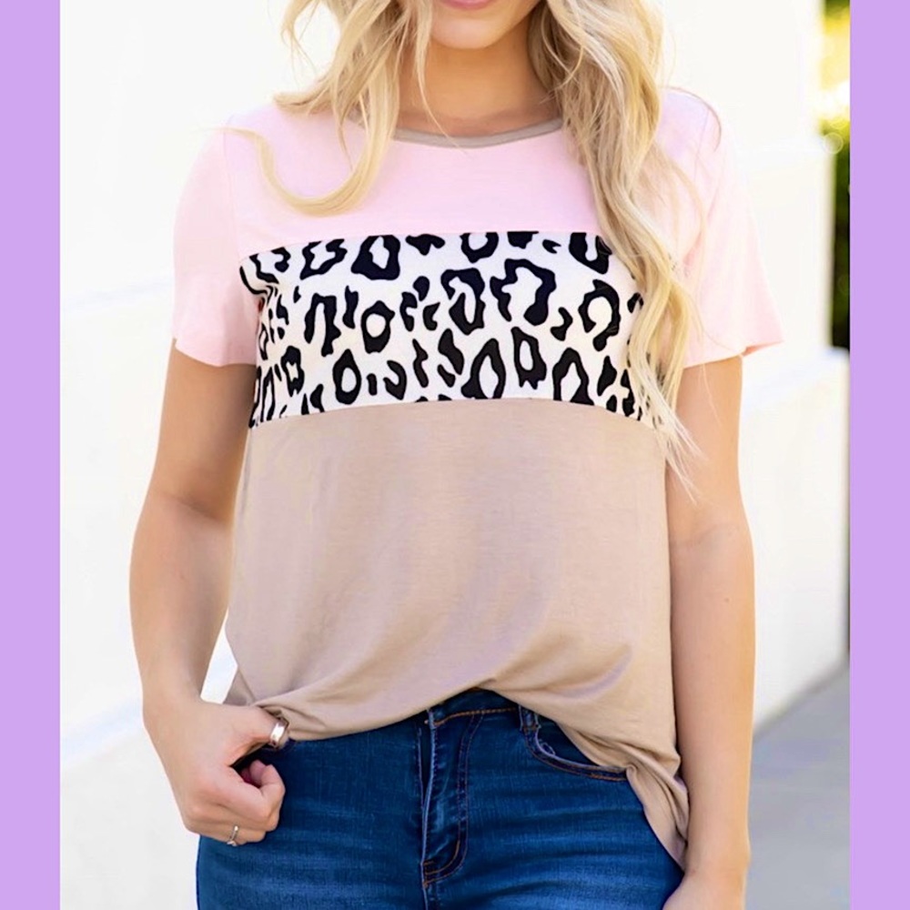 FINAL PRICE!!  NEW Boutique Leopard Print Colorblock Top